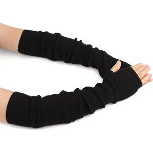 HOT Blended Arm Warmer Winter Fingerless Gloves Black,60cm